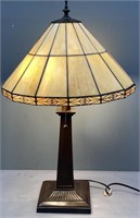 Slag Glass & Metal Base Table Lamp