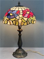 Slag & Leaded Glass Table Lamp