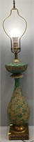 Art Glass & Brass Table Lamp Hollywood Regency