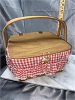 Longaberger picnic basket with red gingham liner