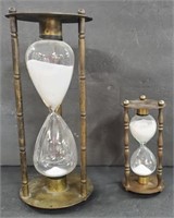 2 Brass & Glass Hourglasses