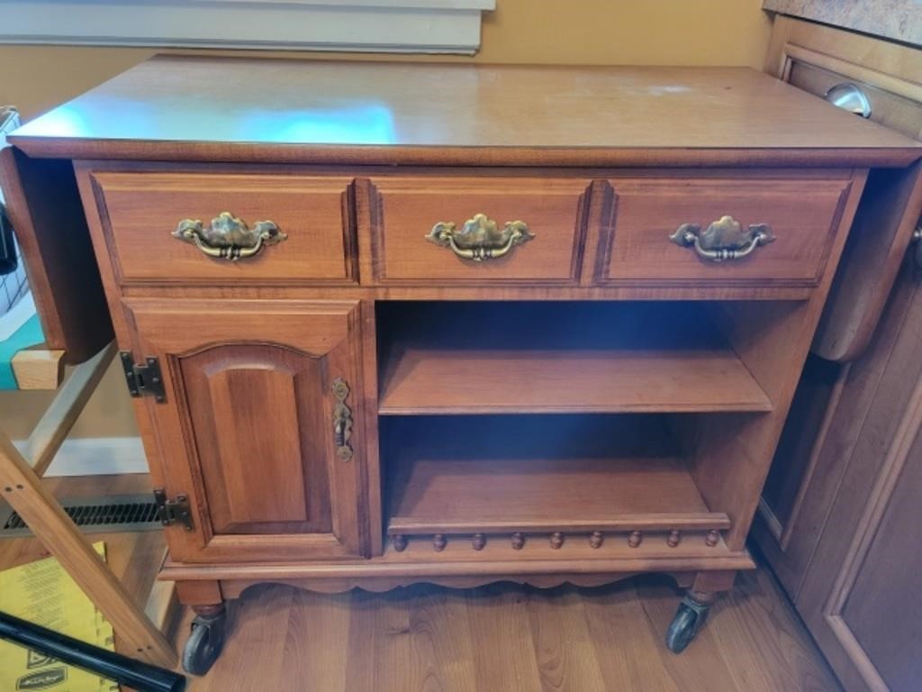 "YOUNG REPUBLIC" MAPLE KITCHEN ISLAND ON CASTERS