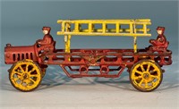 Antique Cast Iron Fire Department Ladder Truck Toy