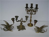 Heavy Brass Candle Holder Lot