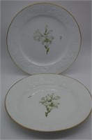 Pair Spode handpainted bone china floral plates