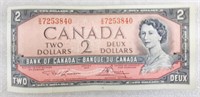 Billet de 2$ CANADA 1954 avec préfixe V.G