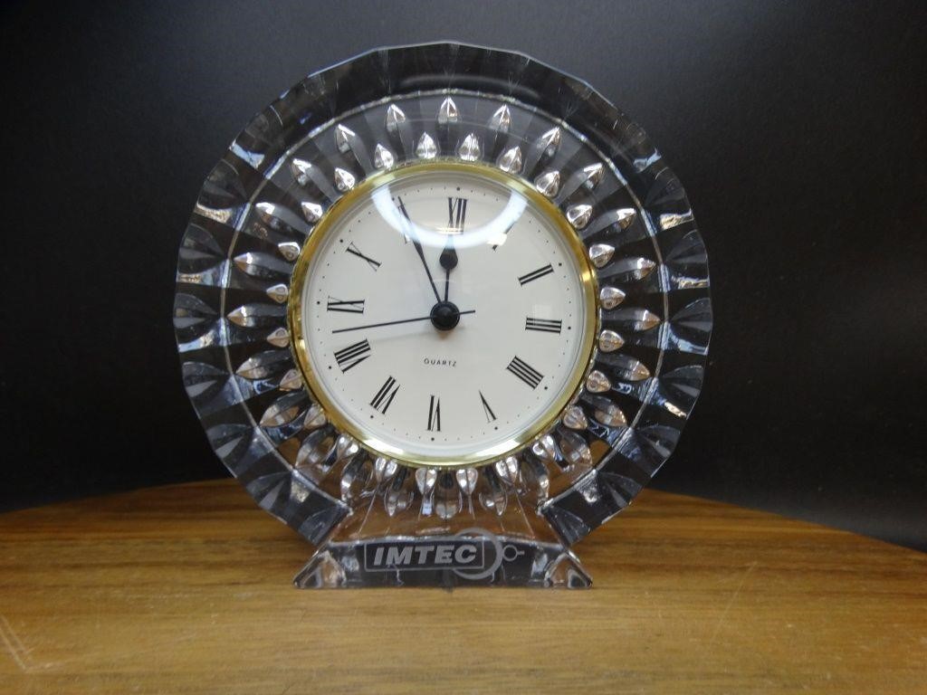 5" Heavy Crystal Glass Quartz Clock Paper Weight