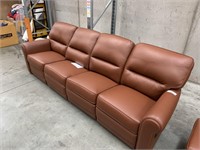 Brown Leather 4 Seat Lounge with Ottoman