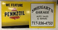 Pennzoil Sweigart's Garage metal sign