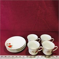 4 Pairs Of Regent Fine China Teacups & Saucers