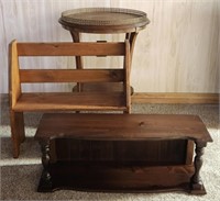 Wood Shelf (30"×8"×12") & Wood Doll Bench