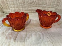 2 PCS AMBER TO RED CREAMER AND SUGAR