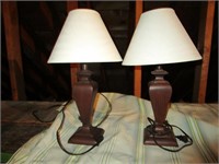 Table / Desk Lamps - Solid Wood w/ Shades (2)