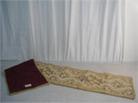 Antique Italian Manor Floral Tapestry Table Runner