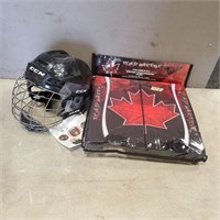 Unused Kids Road Hockey Set, Sz L Hockey Helmet