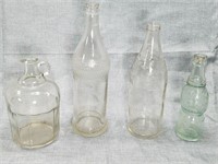 3 Vintage Glass Bottles & 1 Glass Jug - Nu-Grape