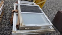 Pallet of 4 vinyl replacements and 2 storm windows