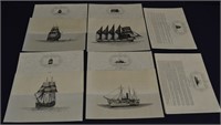 6pc Set Jim Clary Ship Prints on Vellum