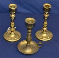 3 Solid Brass Candle Stick Holders