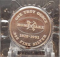 Homestake Gold Mine 1 Troy Oz. .999 Silver Round