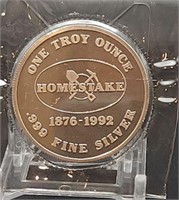 Homestake Gold Mine 1 Troy Oz. .999 Silver Round