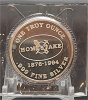 Homestake Gold Mine 1 Troy Oz. .999 Silver Round