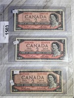 1954 - Canadian $2.00 Paper Bills