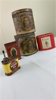 Tobacco, cig, oil tins