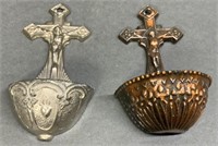 2-4" Holy Water Wall Vessels In Cast Metal