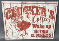 Cluckers Coffee Metal Sign