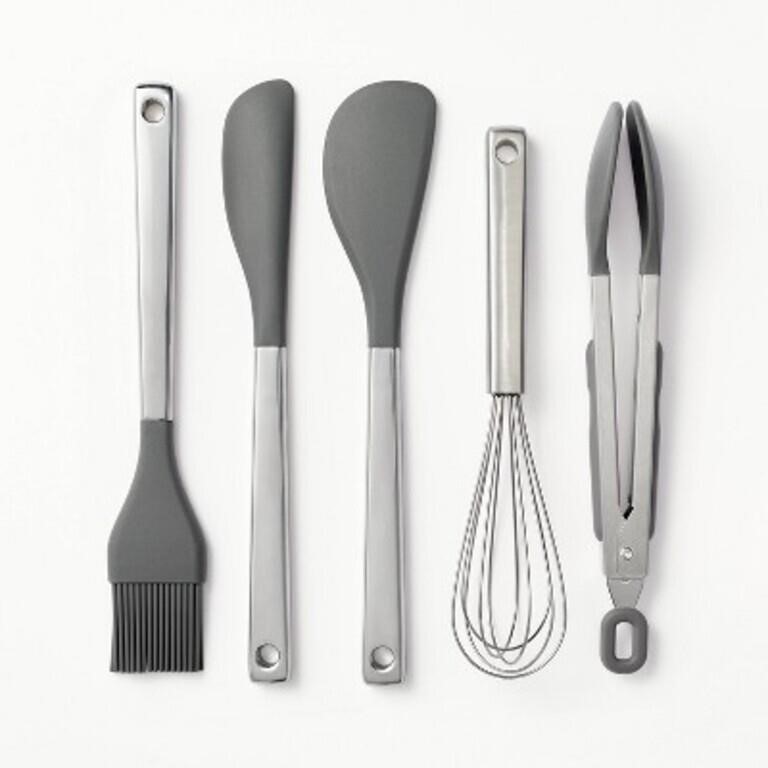 Steel/Silicone Mini Kitchen Set - Gray