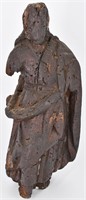 Antique Worn Carved Wooden Santo Figure