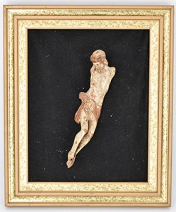 Framed Antique Jesus' Crucifixion Santo Figure