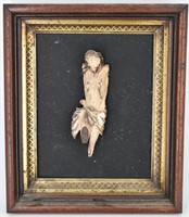 Framed Antique Jesus' Crucifixion Santo Fragment
