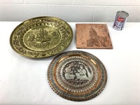 Assiettes, plaque décoratives métal dont England