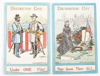 EMBOSSED DECORATION DAY POSTCARDS - LOT OF 2