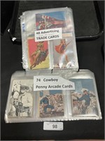 74 Cowboy Penny Arcade Cards, 48 Advertising Ink