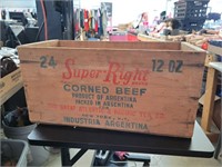 Vintage super right corned beef wooden box