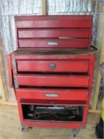 RED CRAFTSMAN TOOL BOX WITH TOOLS  SEE PHOTOS