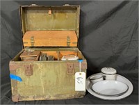 Antique Camping Kitchen Set Old Wood Crate