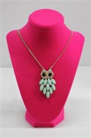 Rhinestone Owl Pendant Necklace