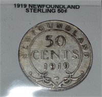 1919 NFLD .50c Silver Coin