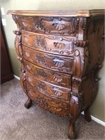 Heavy Wood Carved 6 Drawer dresser