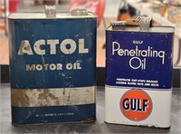 "Actol" Motor Oil & "Gulf" Penetrating Oil Cans