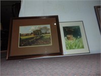 Pair Framed prints Farm scene 23" H x 27" W
