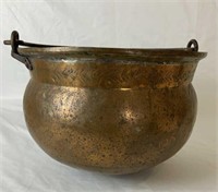 Vintage Hammered Brass Pot