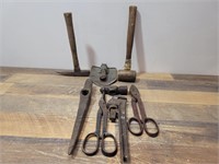 Vintage Tools, Hammers, Cutters, Pipe Wrench