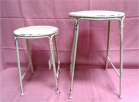 2 WHITE RUSTIC STYLE STOOLS