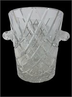 Heavy Clear Cut Glass Crystal Ice Bucket Handles