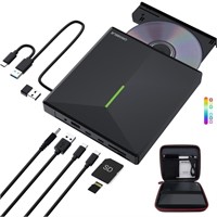 ORIGBELIE External CD DVD Drive with 4 USB Ports